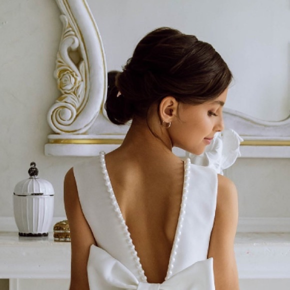 Flower girl dress Satin flower dress with pearls Party dress Tutu girl dress - Picture 4 of 5